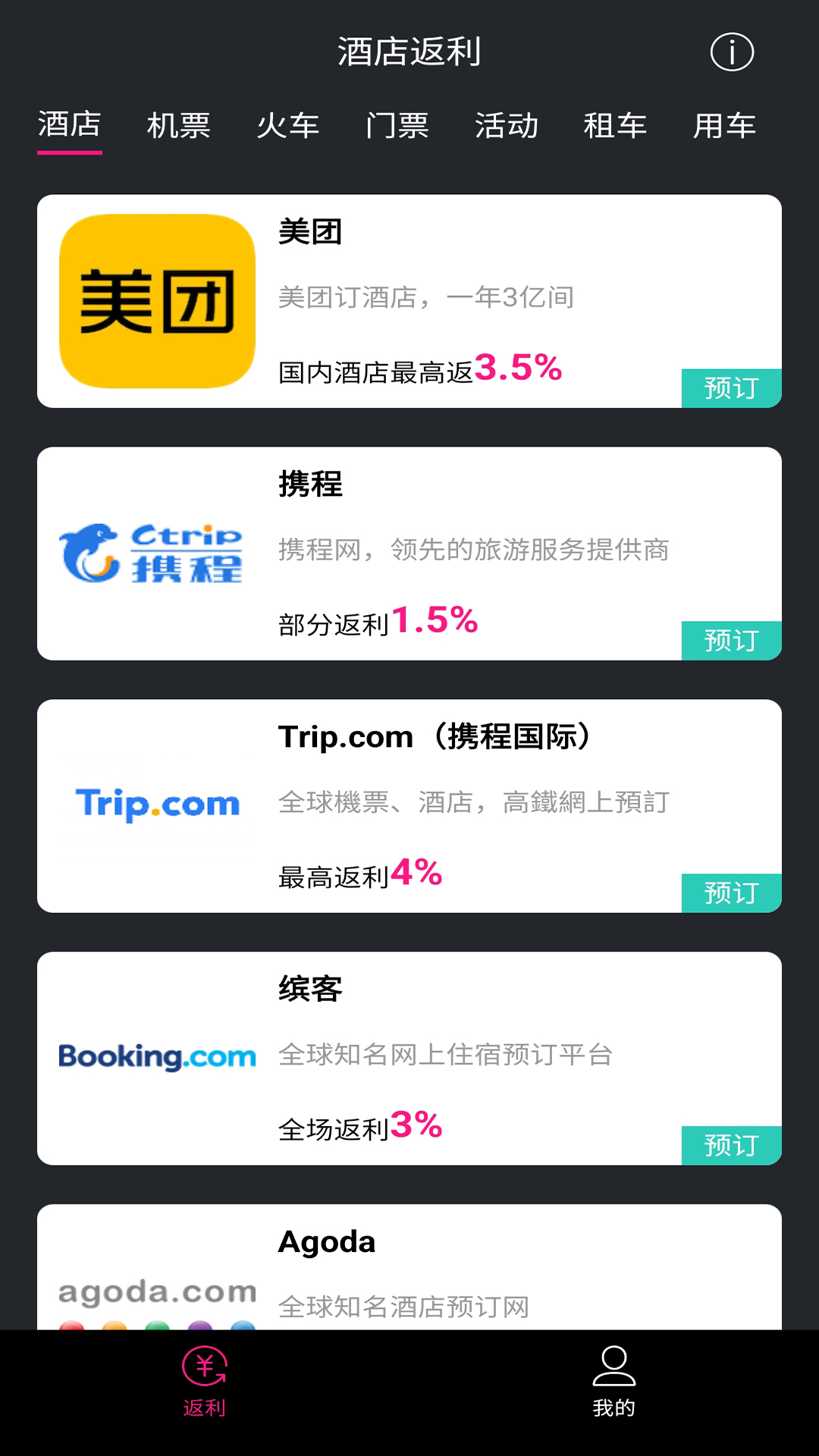 酒店返利软件封面