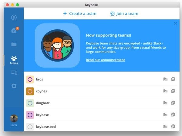 Keybase Teams Screenshot