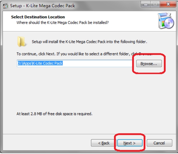 K-Lite Codec Pack 选择安装位置