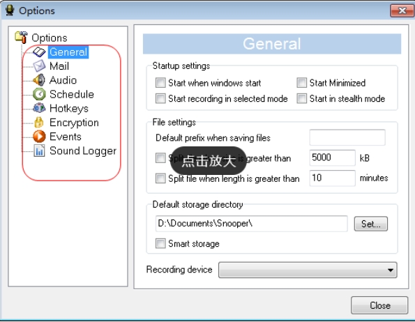 Snooper Software Functionalities