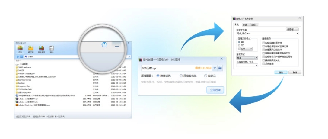 360压缩软件功能图