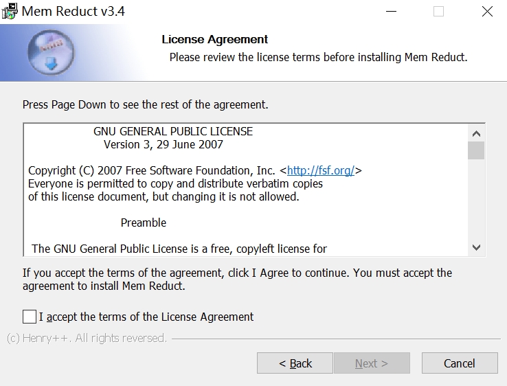 MemReduct installation step 2
