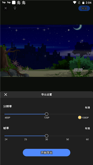 导出设置界面