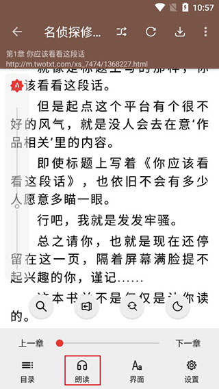 朗读设置界面