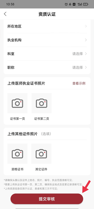 提交审核页面截图